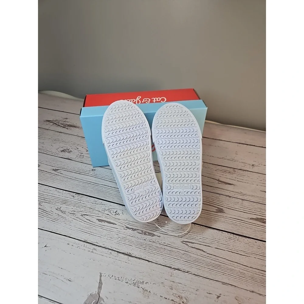 Cat & Jack Girl Size 10 Madigan White Glitter Sparkle Slip on Casual Shoes *New*